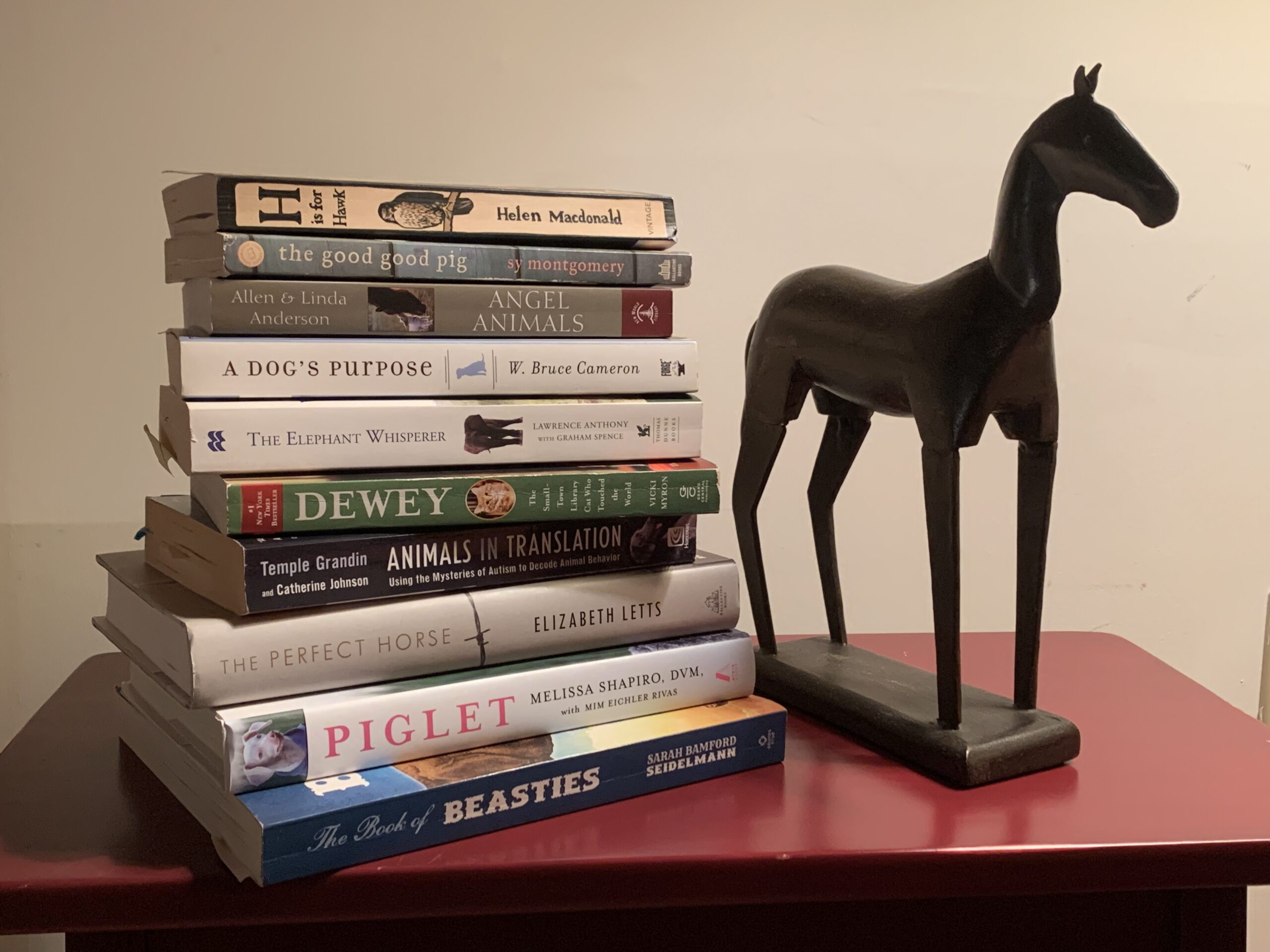 Book Stack with horse statue